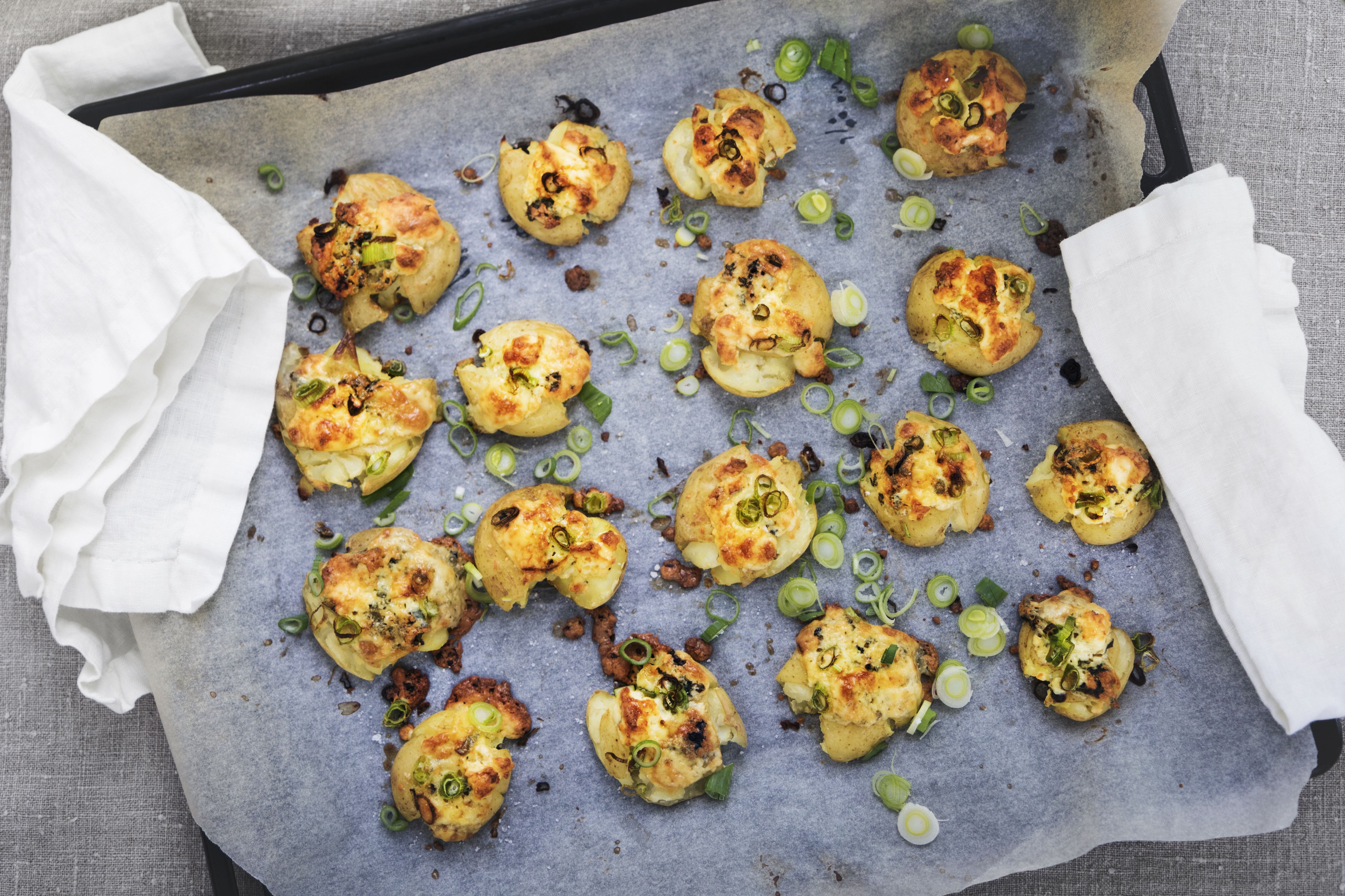 Krossad potatis med Kvibille Gräddädel och salladslök